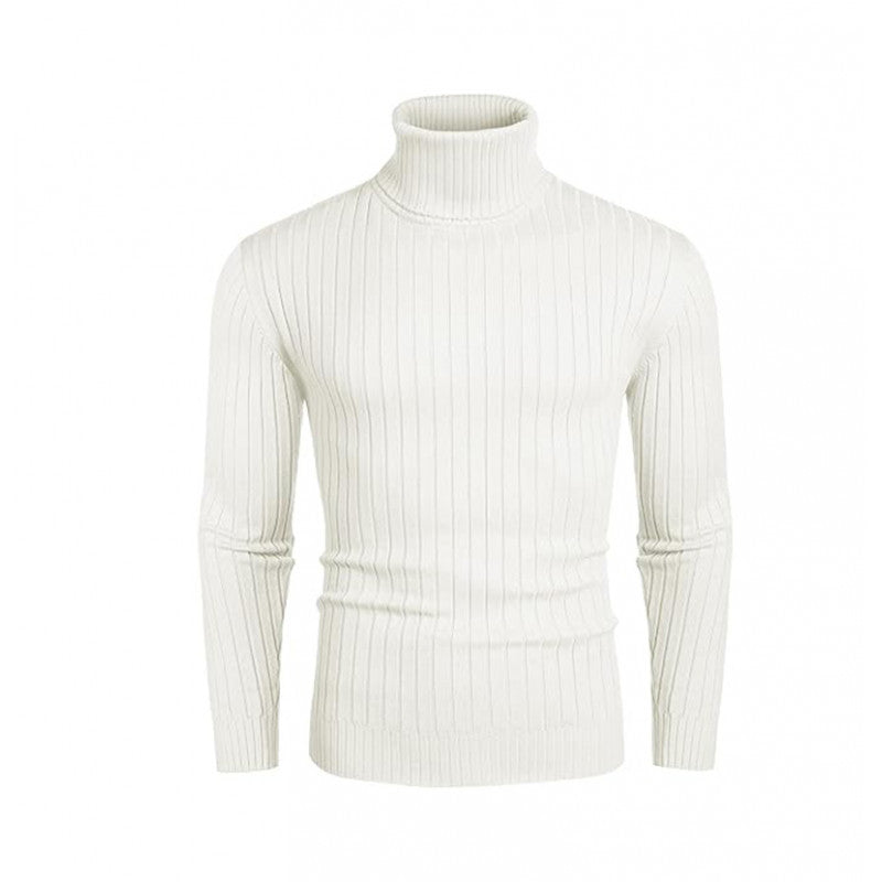Street-wave Mens High Collar Ribbed Knit Sweater For Warmth And Everyday Style In Premium Soft Fabric