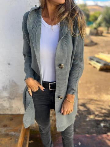 Womens Long Cardigan With Ribbed Knit Texture And Elegant Buttons For Everyday Wear By Streetwave Cozy Transitional Knit