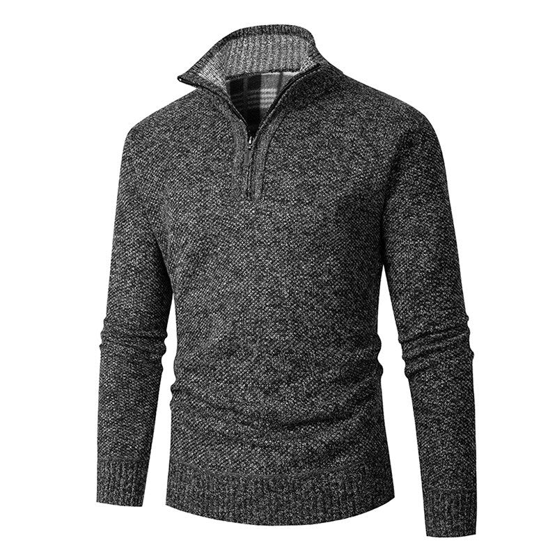 Street Wave Men's High Collar Zip Sweater Practical Stand Collar Versatile Warmth for Modern Men