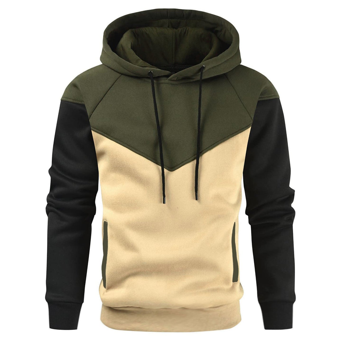 Street-wave Patchwork Hoodie For Men With Innovative Design And All Day Comfort Versatile Everyday Wear