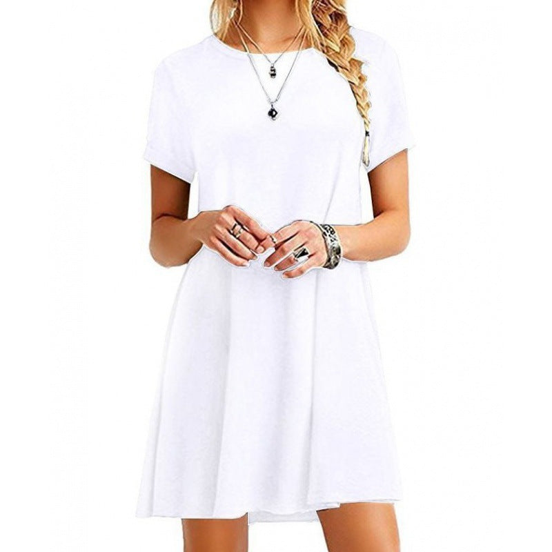 Women Loose Fit Casual Pink Dress With Round Neck Short Sleeves Streetwave Comfort For Everyday Wear