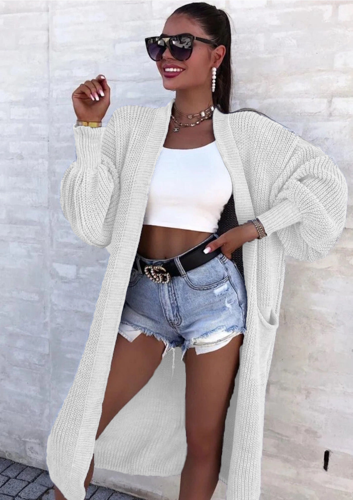 Street-wave Women's Knit Cardigan With Wide Fit And Deep Pockets For Women Everyday Chic