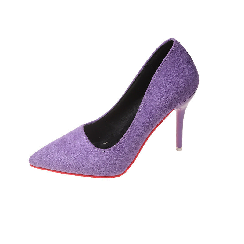Street-Wave Elegant Pink Pointed Toe Pumps With Soft Upper And Transparent Heel For Women