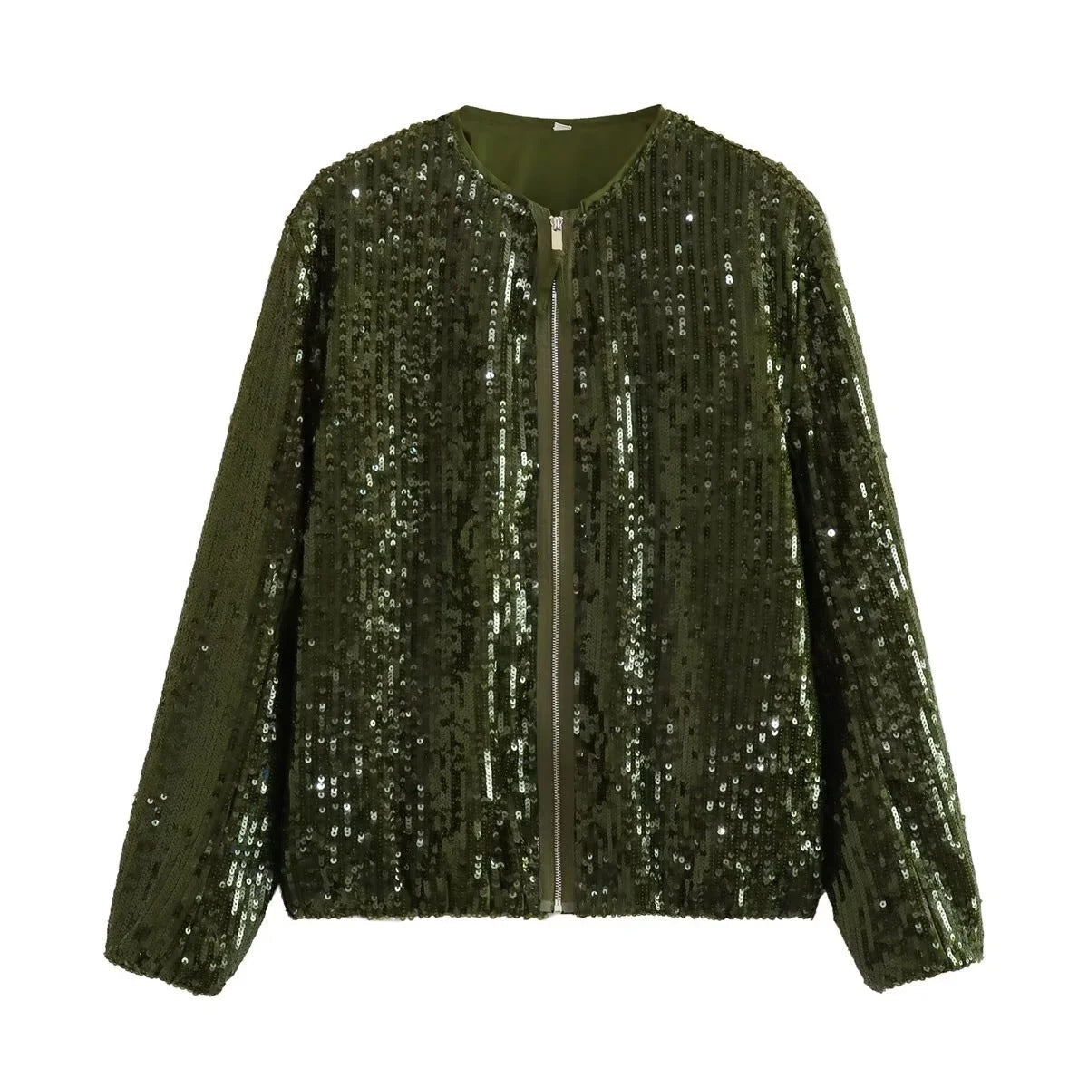 Avelena Glitter Sequin Jacket With Zipper For Women Lightweight Day To Night Glam