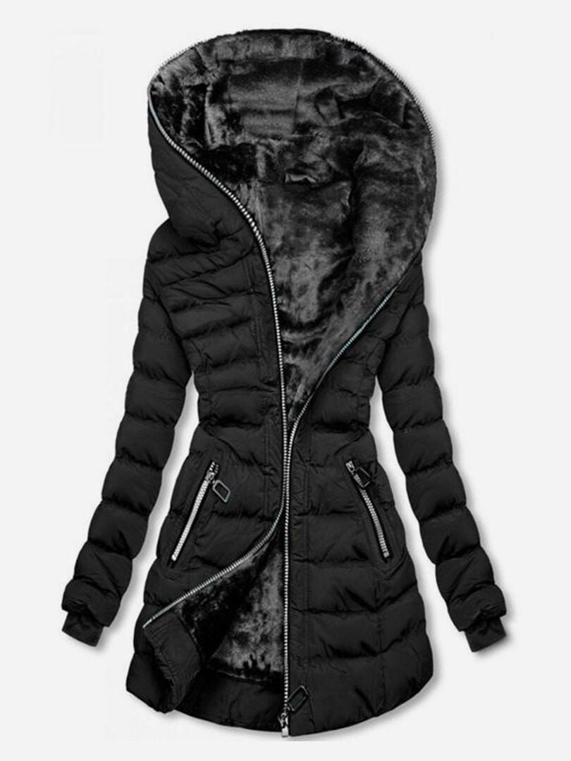 Street-Wave Womens Puffer Winter Coat With High Collar And Cozy Fleece Lined Interior