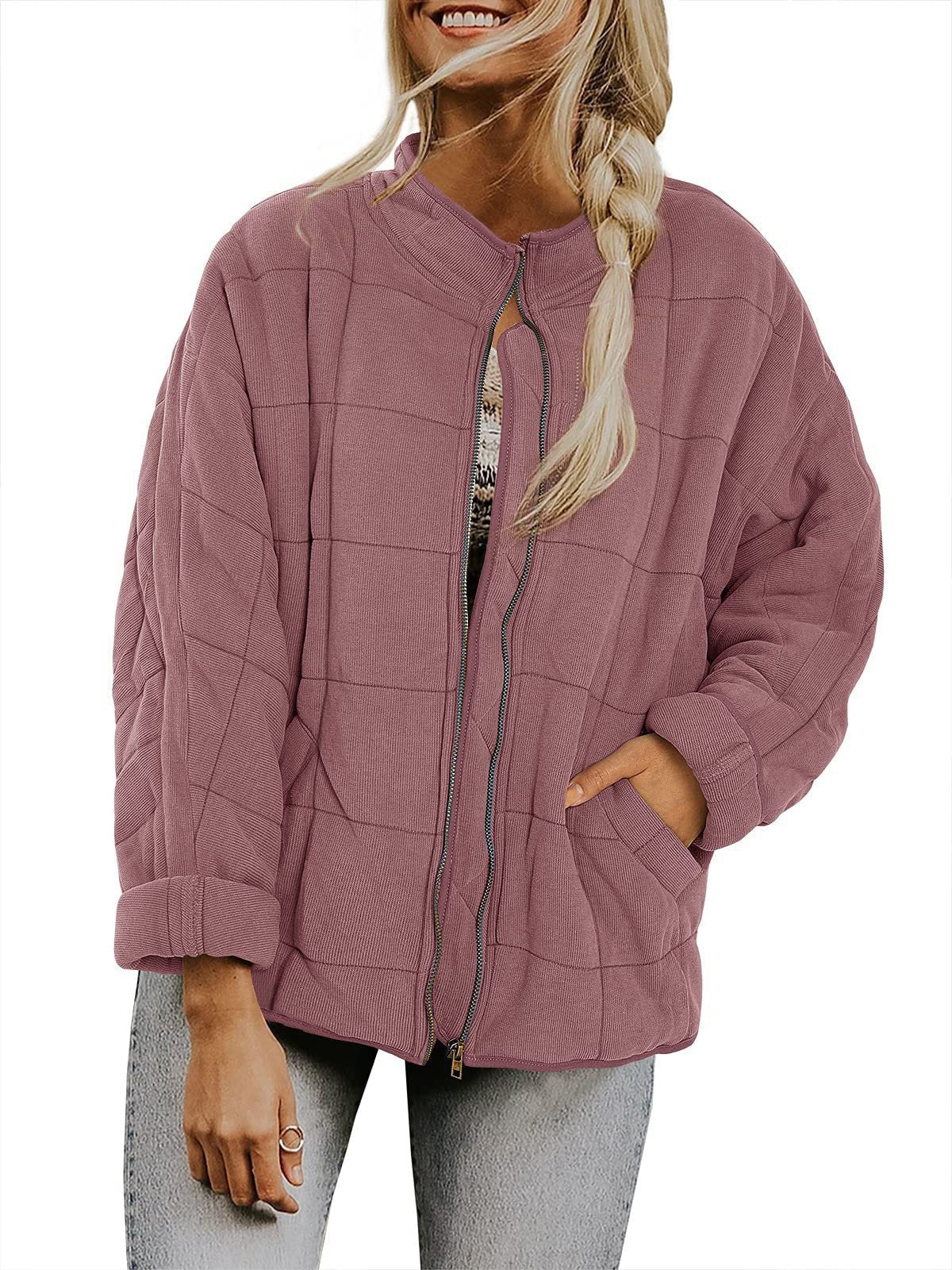 Street Wave Women Quilted Hoodie Jacket With Zip Front And Pockets For Warm Everyday Comfort