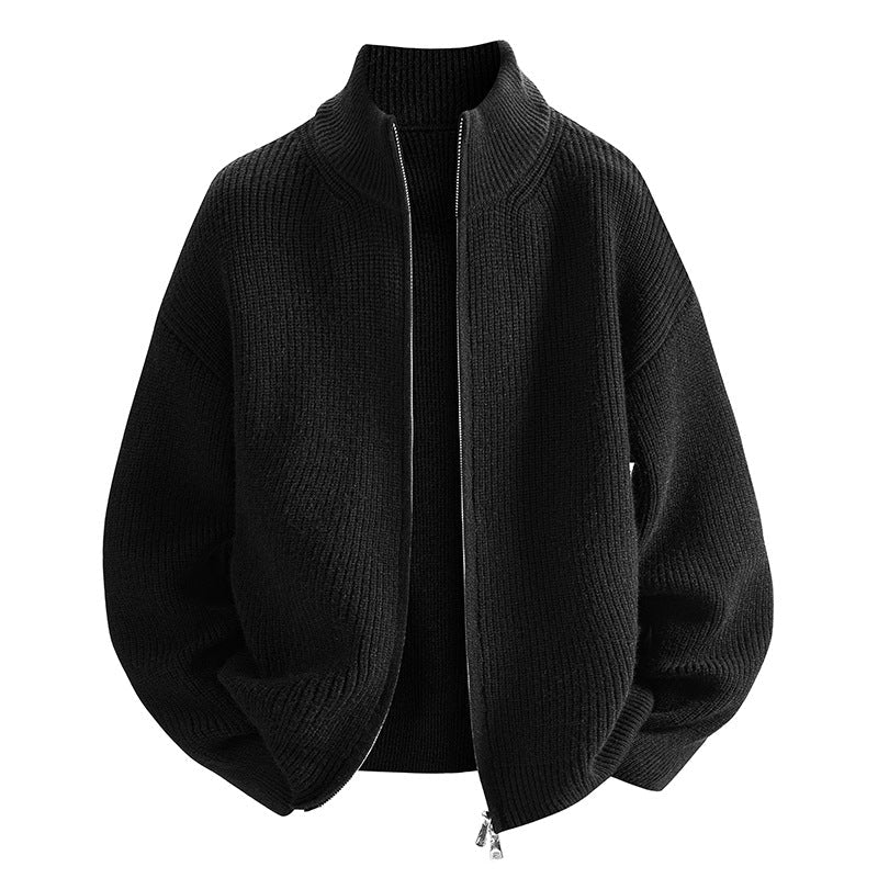 Street-Wave Women's Knit Cardigan With High Collar Zip For Cozy Warmth And Effortless Style
