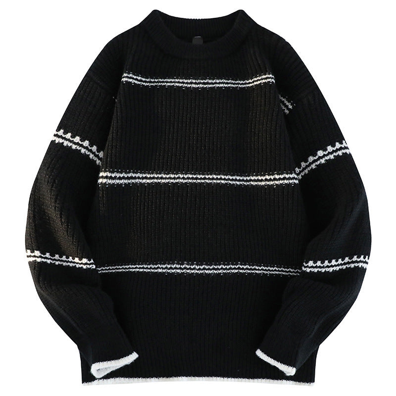 Street-wave Cozy Knit Sweater For Women With Striped Design And Soft Warmth For Fall