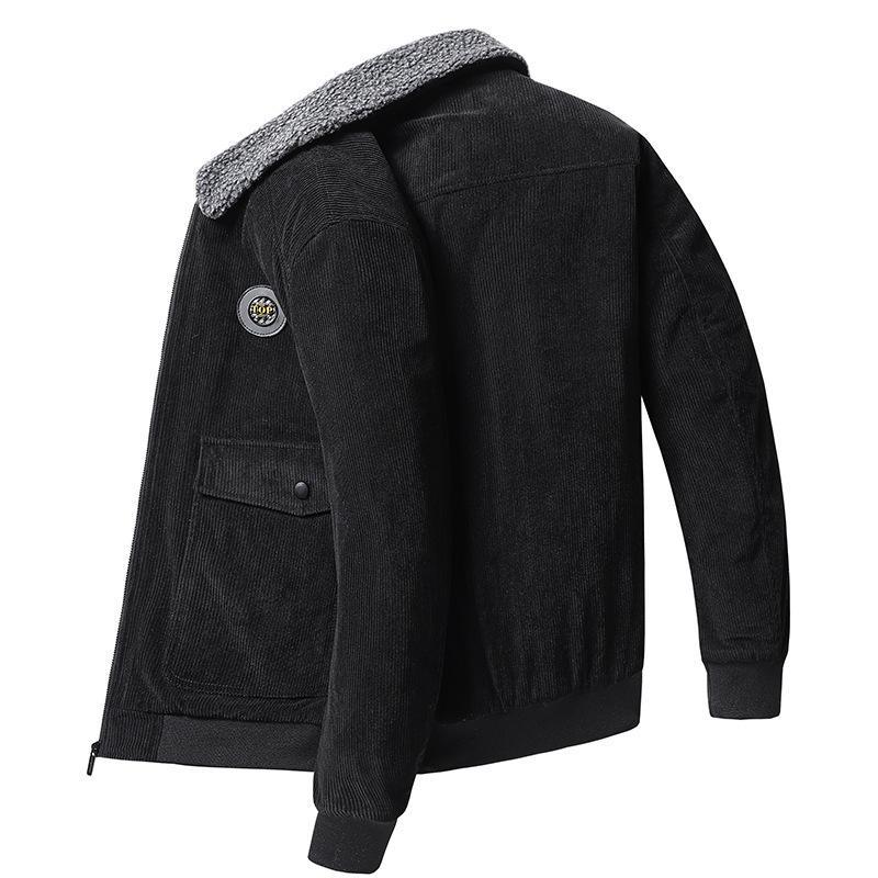 Mens Corduroy Jacket With Wool Lining Loose Fit Button Front Flap Pockets Nordisk Flair By Street-Wave