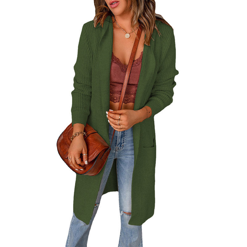 Street Wave Womens Long Cardigan With Open Edges And Pockets For Everyday Comfort