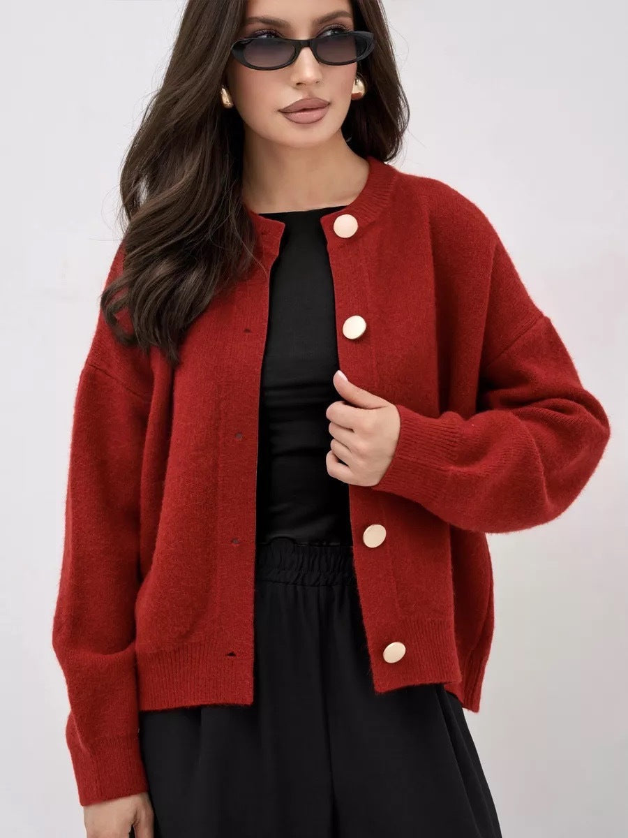 Street-wave Women Knit Sweater Cardigan Soft Cozy Knitwear For Transitional Weather