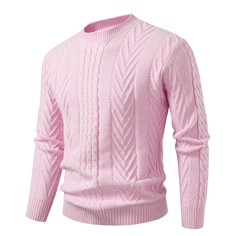 Street-wave Mens Cable Knit Pullover Crew Neck For Stylish Everyday Cozy Warmth And Comfort
