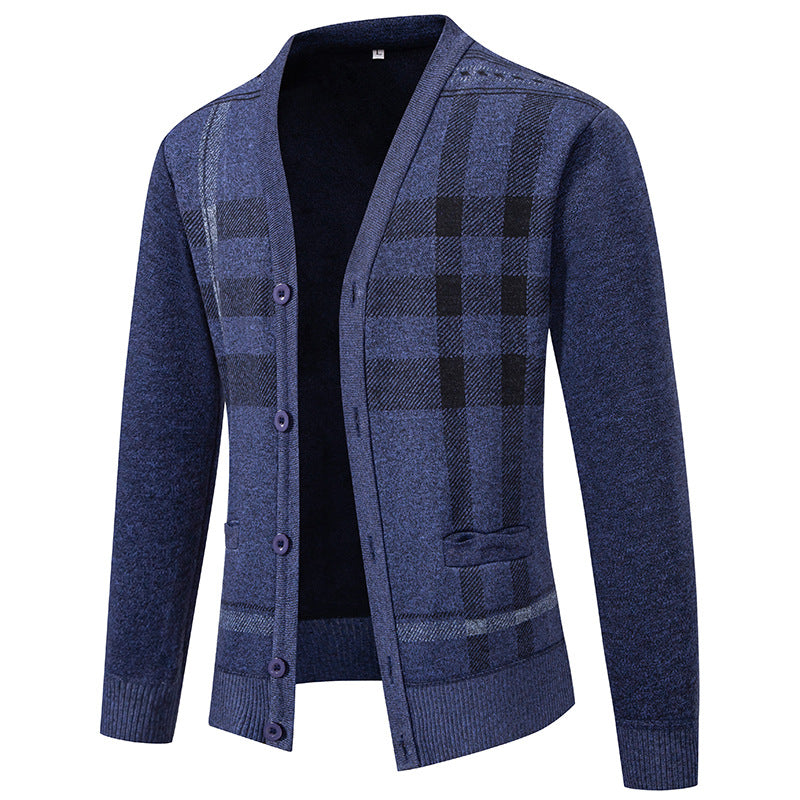 Men's Plaid Cardigan Street Wave Soft Knit With Button Closure For Comfortable Everyday Wear