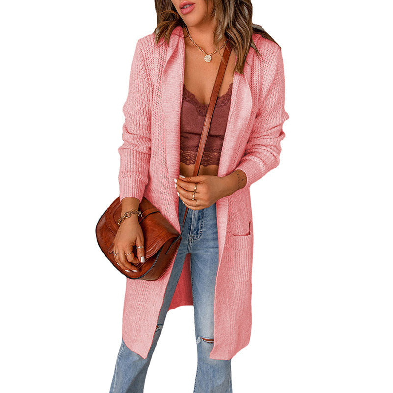 Street Wave Womens Long Cardigan With Open Edges And Pockets For Everyday Comfort