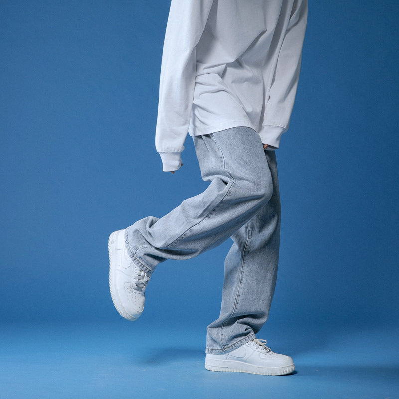 Men's Loose Denim Jeans Vintage High Waist Street-Wave, Comfortable Everyday Wear