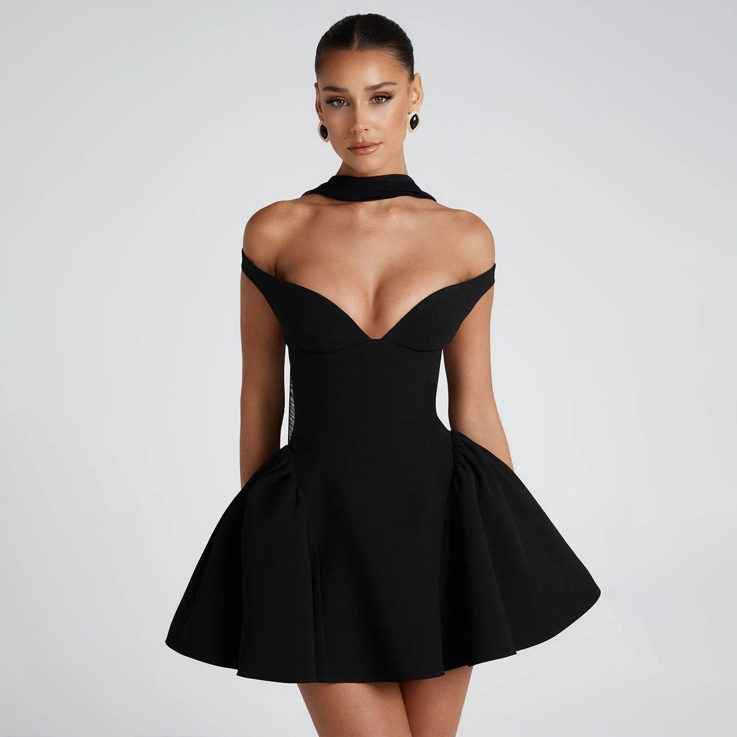 Street-Wave Elegant Cocktail Dress Slim Fit Off Shoulder Open Back For Women