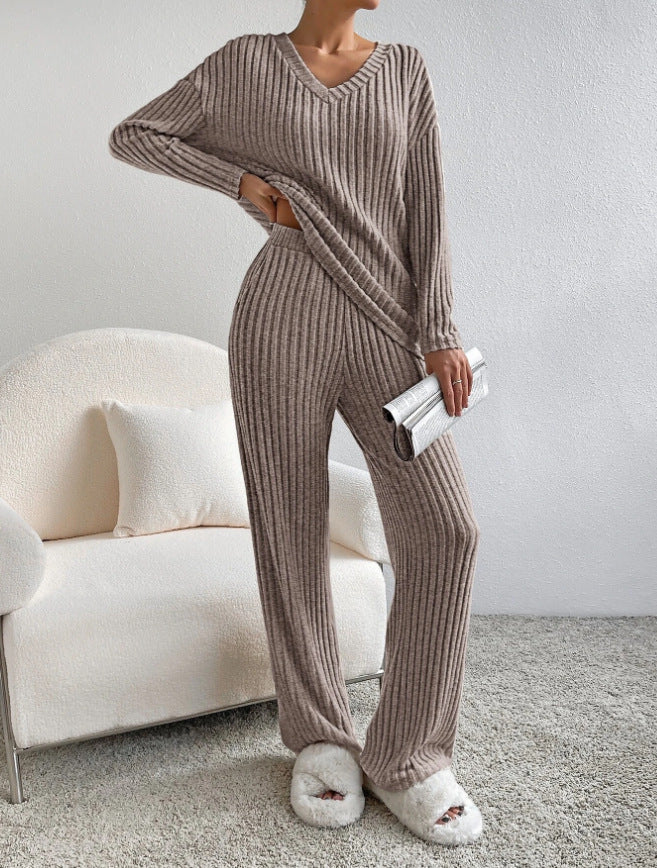 Street-Wave Womens Ribbed Lounge Set Ultra Cozy 2-Piece With Oversized Top And Pants