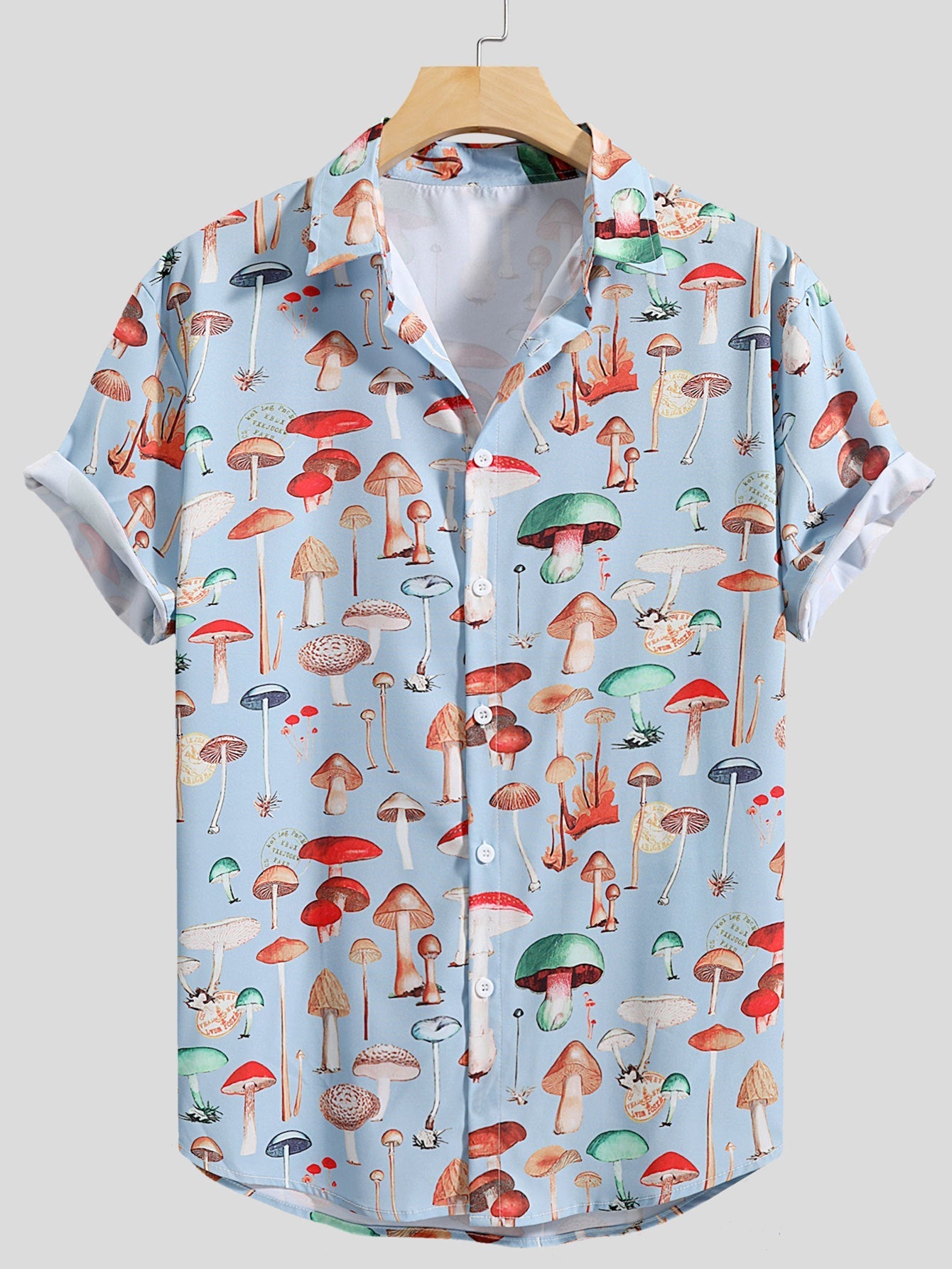 Streetwave Mushroom Print Shirt For Men Breathable Cotton Blend Comfortable Fit Casual Style