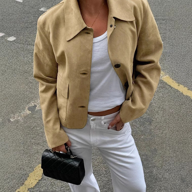 Street Wave Women's Suede Jacket With Practical Pockets Luxurious Soft Touch Versatile Everyday Style