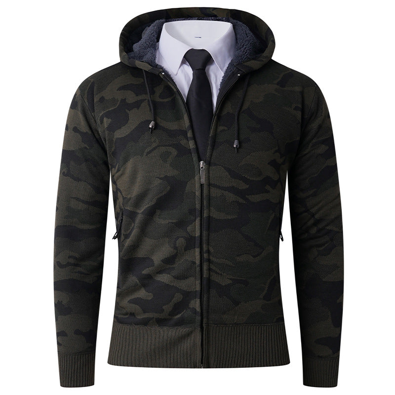 Street-wave Men's Camouflage Hoodie Jacket With Zip Front For Modern Casual Comfort