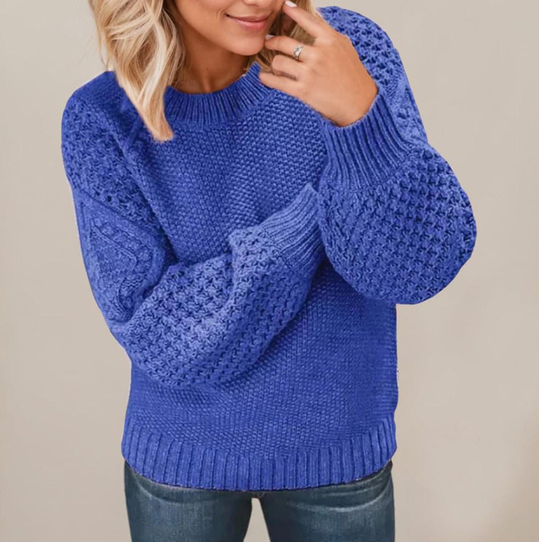 Streetwave Womens Cozy Knit Sweater With Textured Sleeve Design Plush Warm Pullover For Cold Days