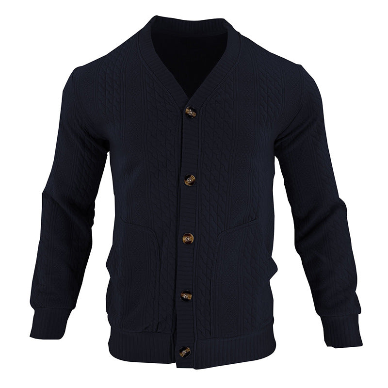 Street-Wave Men's Knit Cardigan With Premium Textured Pattern And Modern Buttons For Men