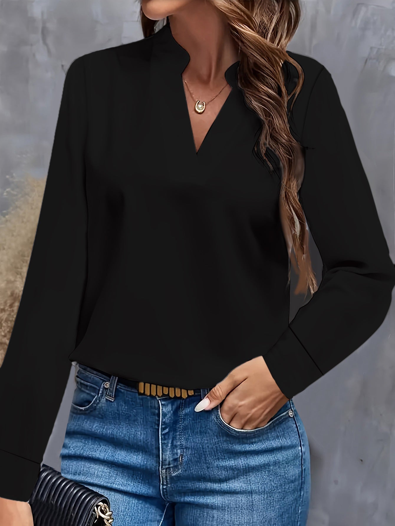 Streetwave Stand Collar Blouse For Women Elegant Versatile Workwear For Professionals