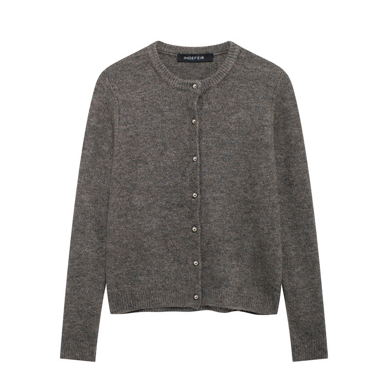 Streetwave Womens Cardigan With Fine Button Details And Classic Crew Neck Soft Knitwear