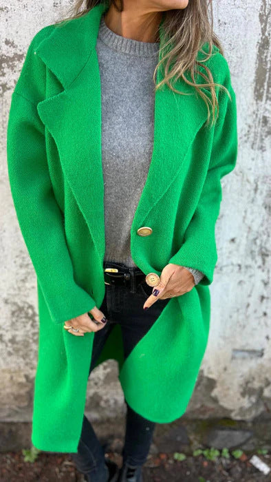 Street-wave Oversized Wool Coat For Women With Elegant Details For Timeless Warmth