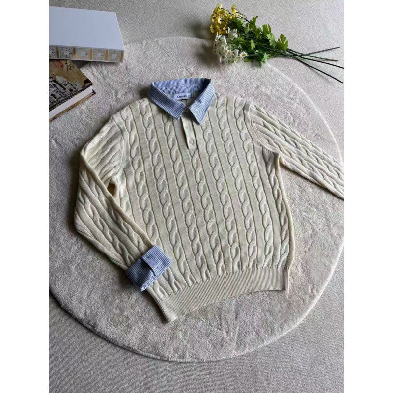 Street-Wave Women's Cable Knit Sweater With Fitted Collar Premium Cotton Comfort And Style