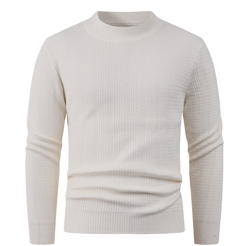 Street-Wave Men's Structured Knit Sweater With High Collar Modern Warmth And Style