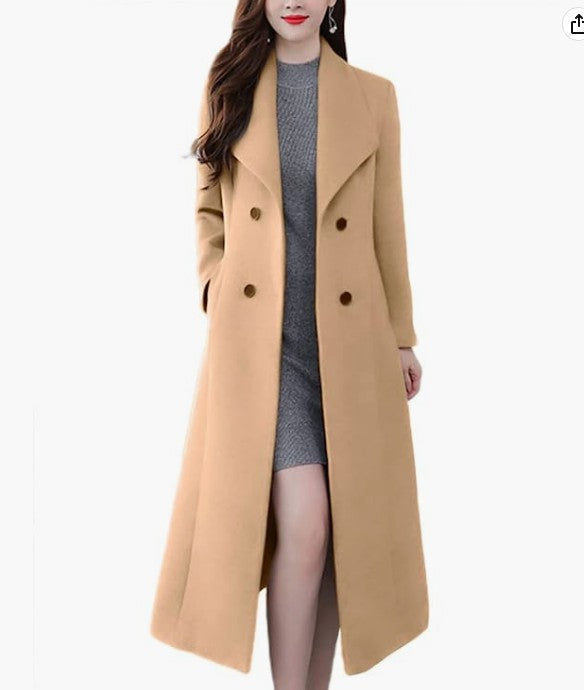 Street-Wave Women's Long Wool Coat for Elegant Warmth on Cold Days and Timeless Style