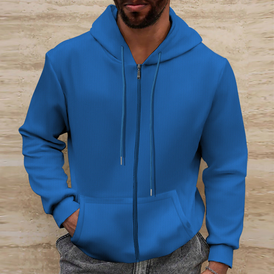 Street-Wave Men's Hoodie Jacket With Structured Texture Cozy Comfort And Practical Pockets