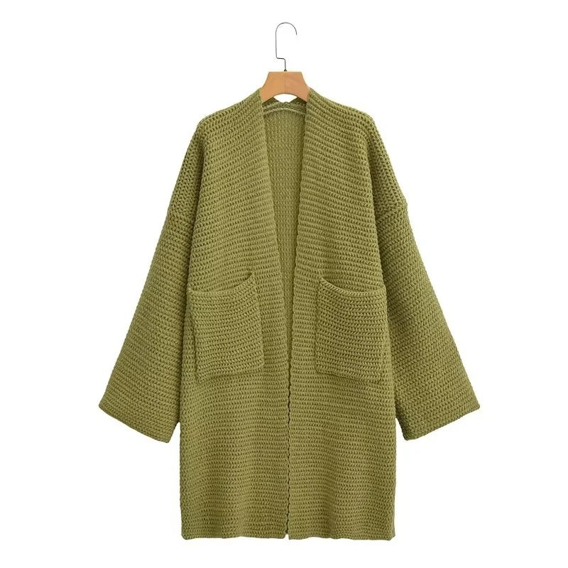 Street-Wave Women Knit Coat With Pockets Cozy Warmth For Everyday Style And Comfort