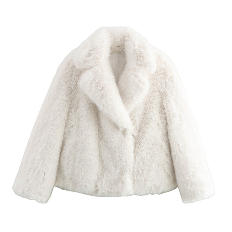 Street-wave Cozy Faux Fur Jacket For Women Plush Warm Luxury Outerwear For Cold Weather