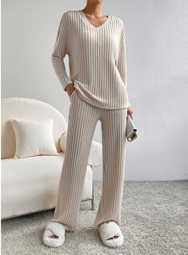 Street-Wave Womens Ribbed Lounge Set Ultra Cozy 2-Piece With Oversized Top And Pants