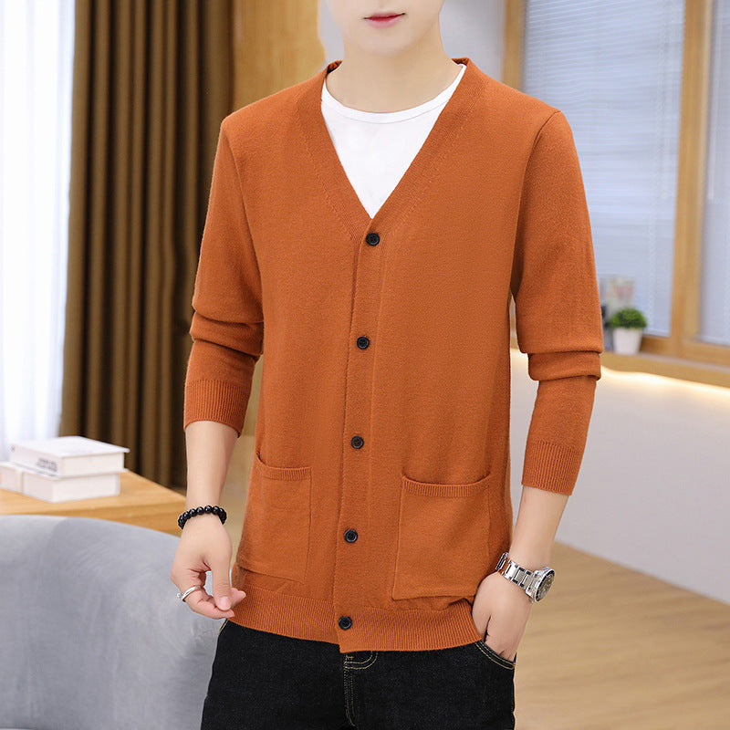 Street-Wave Mens Elegant Lightweight Knit Cardigan With Pockets For Breathable Comfort