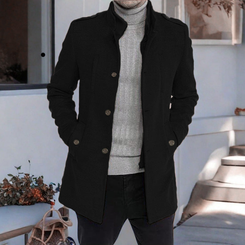 Mens Midweight Casual Coat With Stand Collar By Streetwave For Formal And Casual Wear