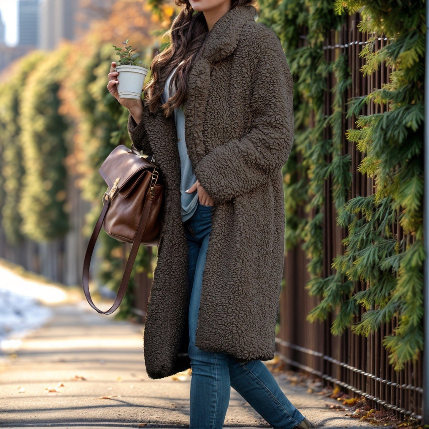 Street Wave Womens Oversized Teddy Coat Plush Warm Fur Mantle For Cold Weather Everyday Comfort