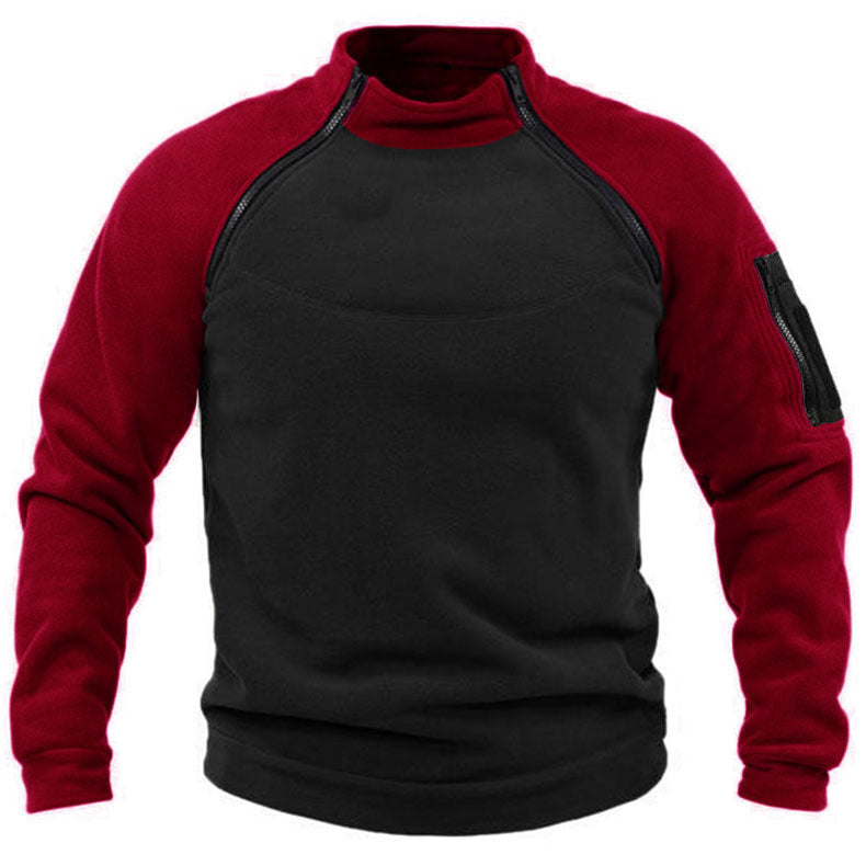 Streetwave Men's Fleece Pullover With High Collar And Functional Pockets For Outdoor