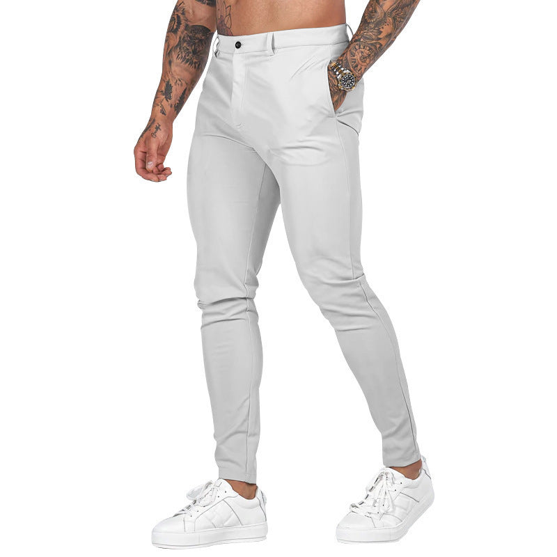 Street-Wave Mens Elegant Slim-Fit Chinos With Elastic Waistband And Handy Pockets