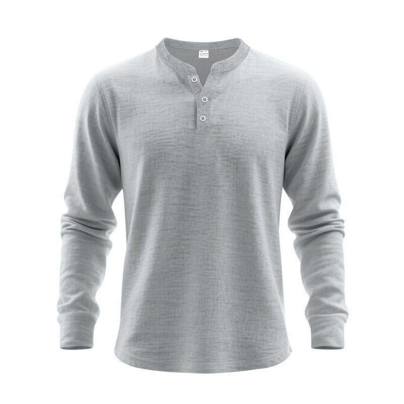 Streetwave Men's Long Sleeve Henley Shirt With Button Placket Breathable Cotton Comfort
