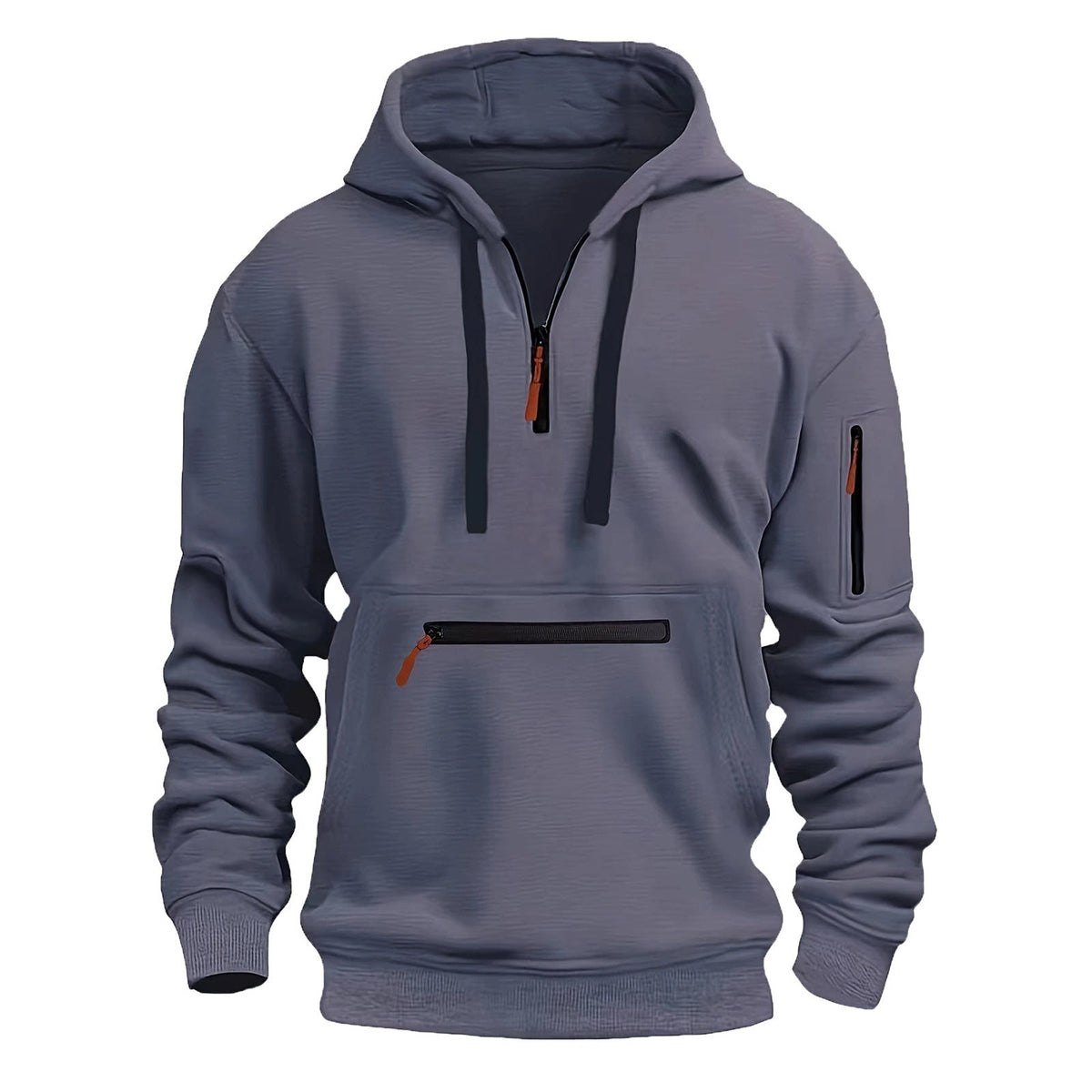 Zip Hoodie for Men Street Wave Reflective Details Durable Breathable Front Zip Pocket Arm Pocket