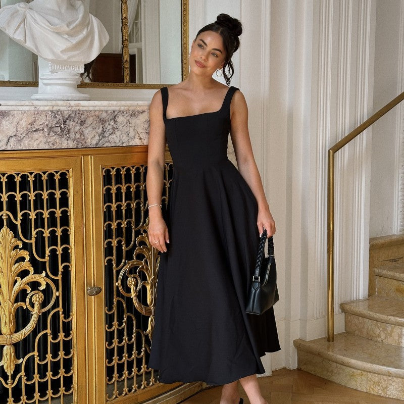 Elegant Maxi Dress Street-wave for Women A-Line Silhouette Square Neckline Ideal for Sophisticated Evenings