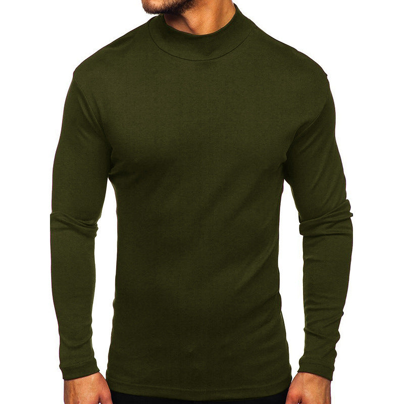 Street-wave Men's Long Sleeve Turtleneck Shirt Breathable Cotton Blend Comfortable Fit