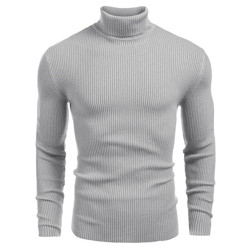 Street-Wave Men's Fine Rib Knit Rollneck Sweater Soft Warm Turtleneck for Everyday Style