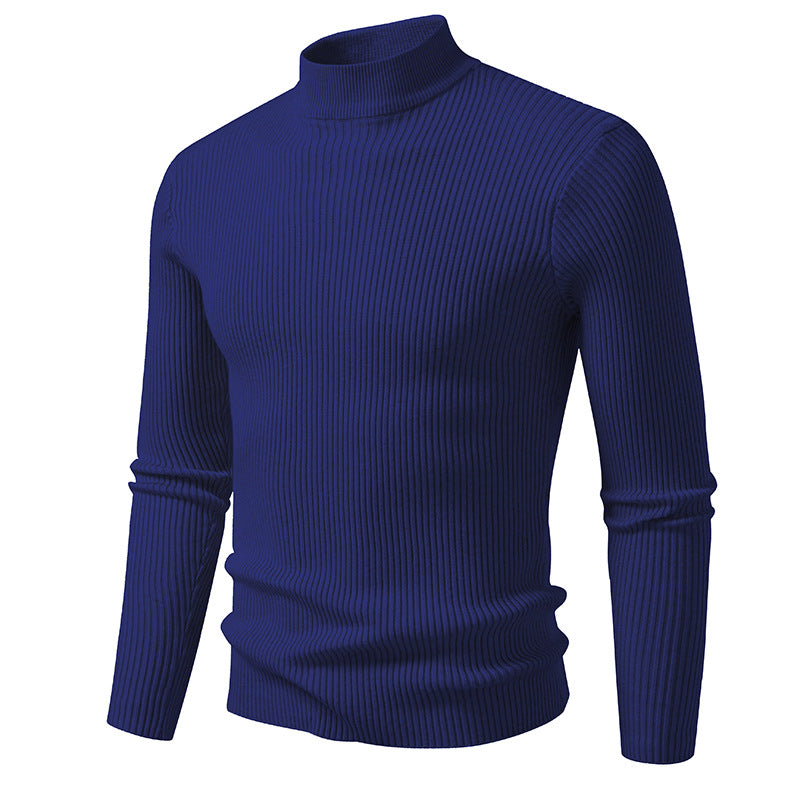 Streetwave Mens Stretch Wool Turtleneck Ribbed Sweater for Cozy Warmth and Style