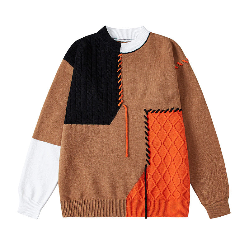 Patchwork Sweater For Women Street Wave With Structured Knit Patchwork And Unique Details