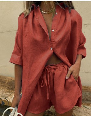 Street Wave Womens Linen Pajama Set With Comfortable Relaxed Fit Breathable Lightweight Sleepwear