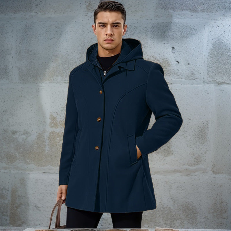 Mens Transitional Hooded Jacket Street Wave Windproof Warmth With Modern Detailing For Men